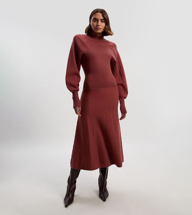 Cashmere Knit Dress V Neck Buy Karen Millen Wool Look Rounded Sleeves Knit Midi Dress In Cashmere Knit Dress V Neck Buy Karen Millen Wool Look Rounded Sleeves Knit Midi Dress In