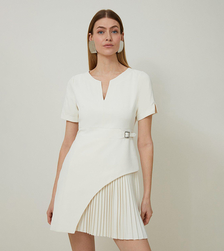 Buy Karen Millen Tall Military Short Sleeves Mini Dress In White