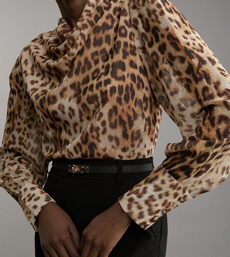 Buy Karen Millen Leopard Print Georgette Top In Brown 6thStreet Kuwait