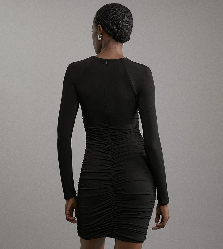 Crystal Embellished Draped Mini Dress