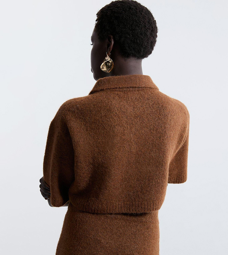 Alpaca Wool Collared Fluffy Knit Top