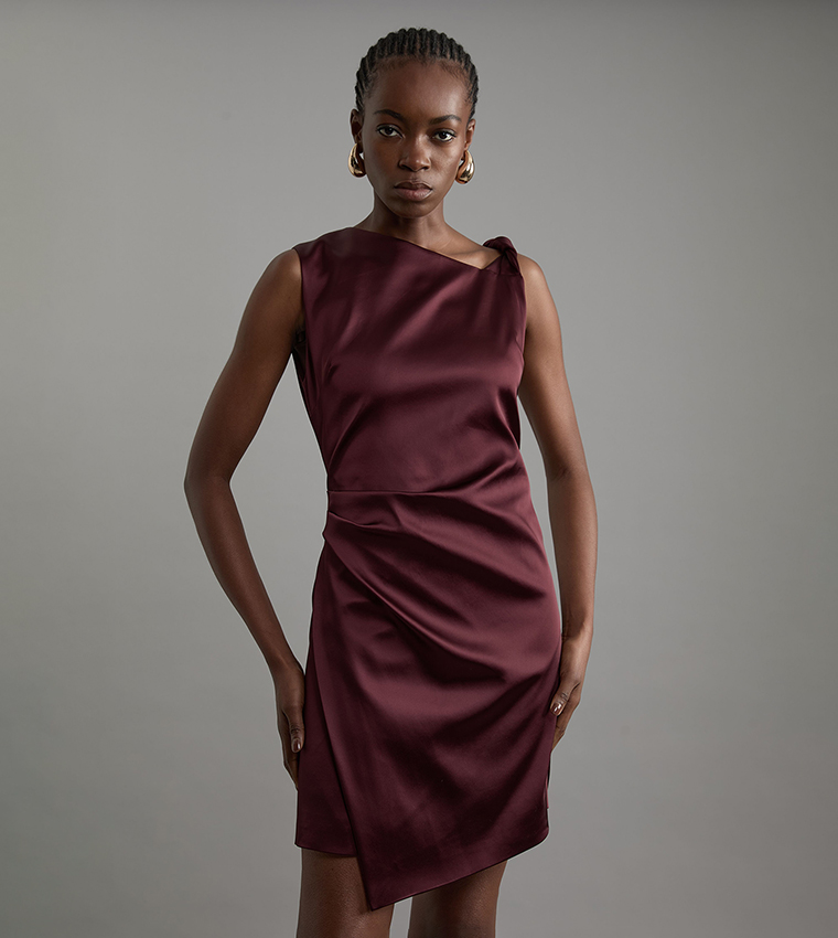 midi womens dresses Pink Square Neck Ruffle Midi Dress