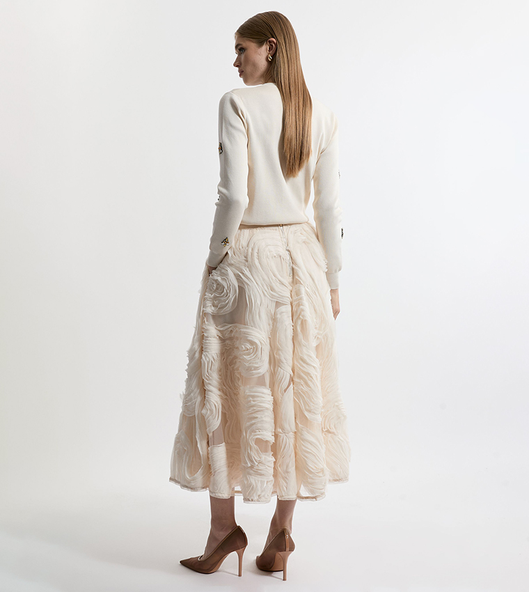 Tall Textured Ruffle Midaxi Woven Prom Skirt