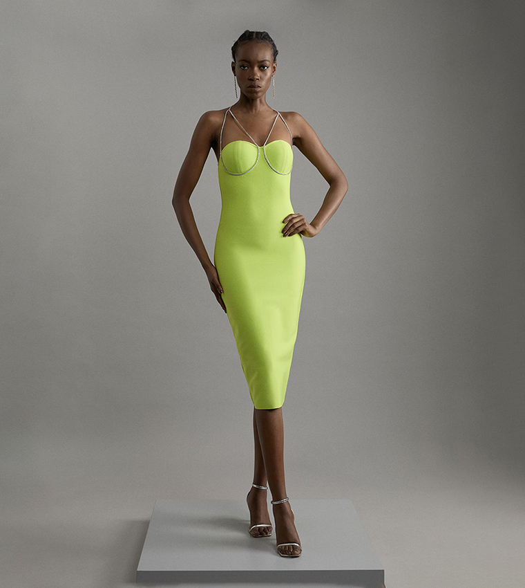 slim fit dress slacks Body Strapless Long Bandage Dress – Peri Addict main image 0