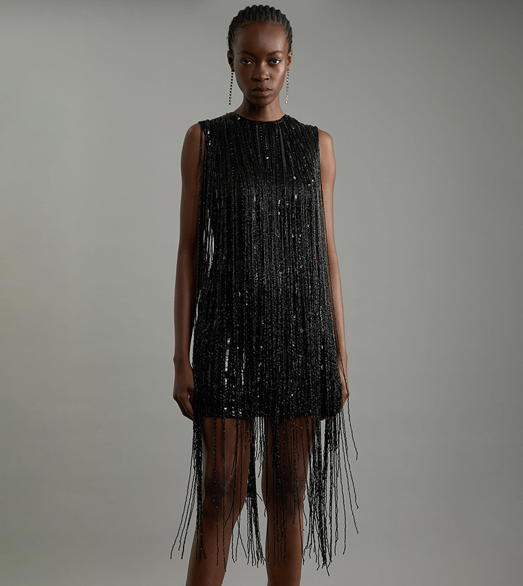 karen millen black fringe dress Chanel Black & White Dress sz 4 l Michael's Luxury Consignment – Michael's  Consignment NYC main image 0