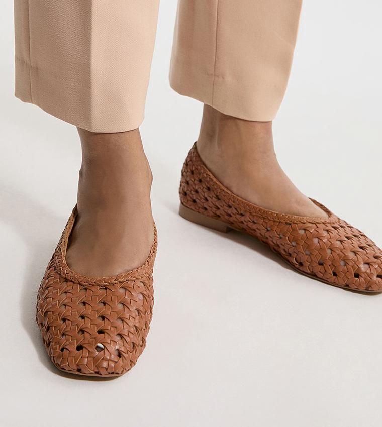 Leather Woven Ballet Flats