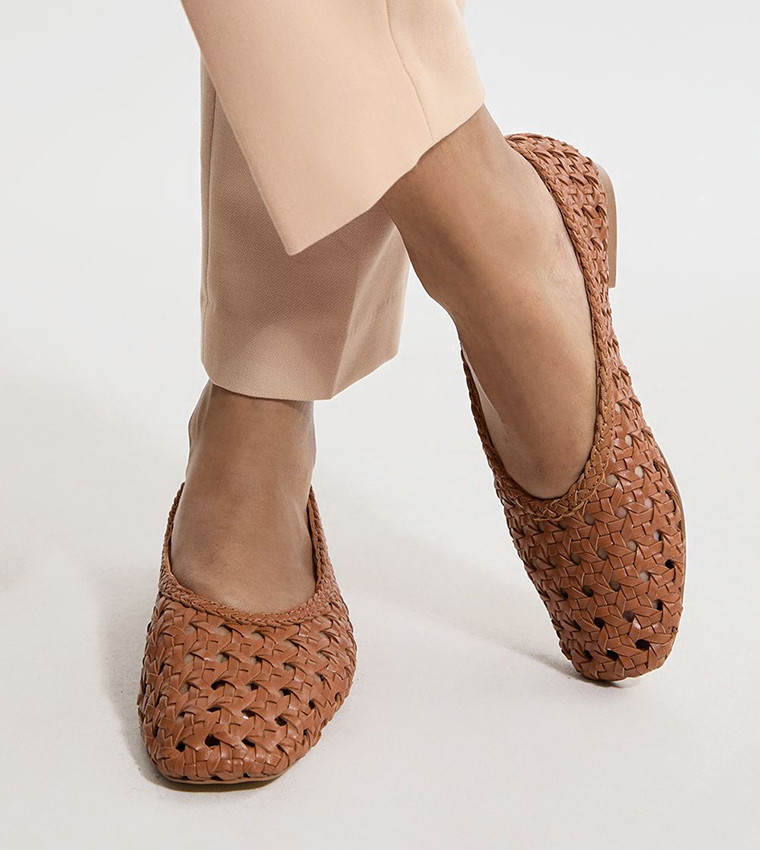 Leather Woven Ballet Flats