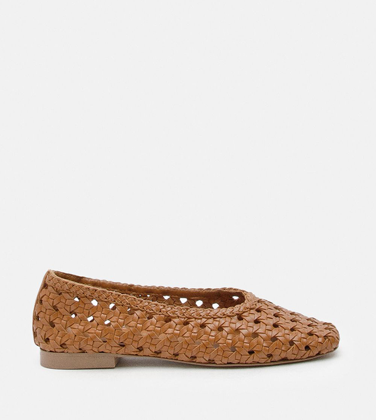 Leather Woven Ballet Flats