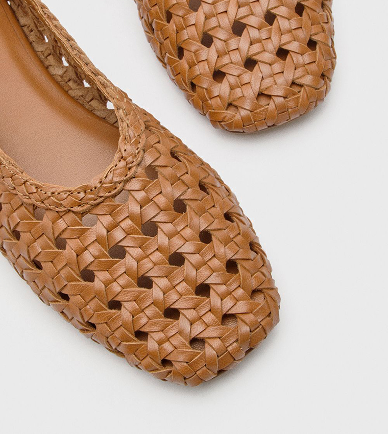 Leather Woven Ballet Flats