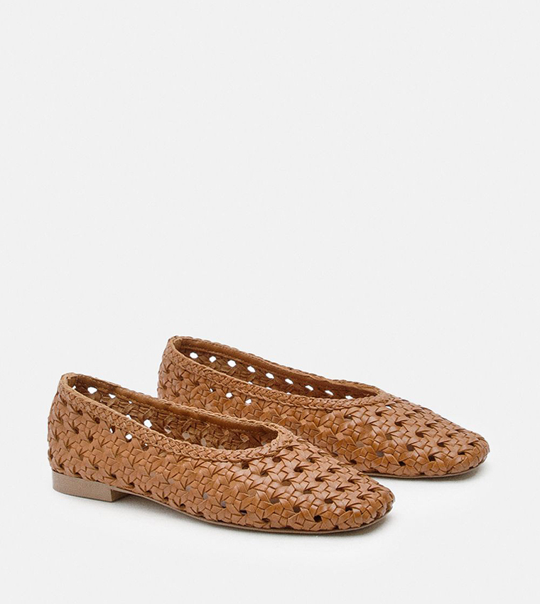 Leather Woven Ballet Flats