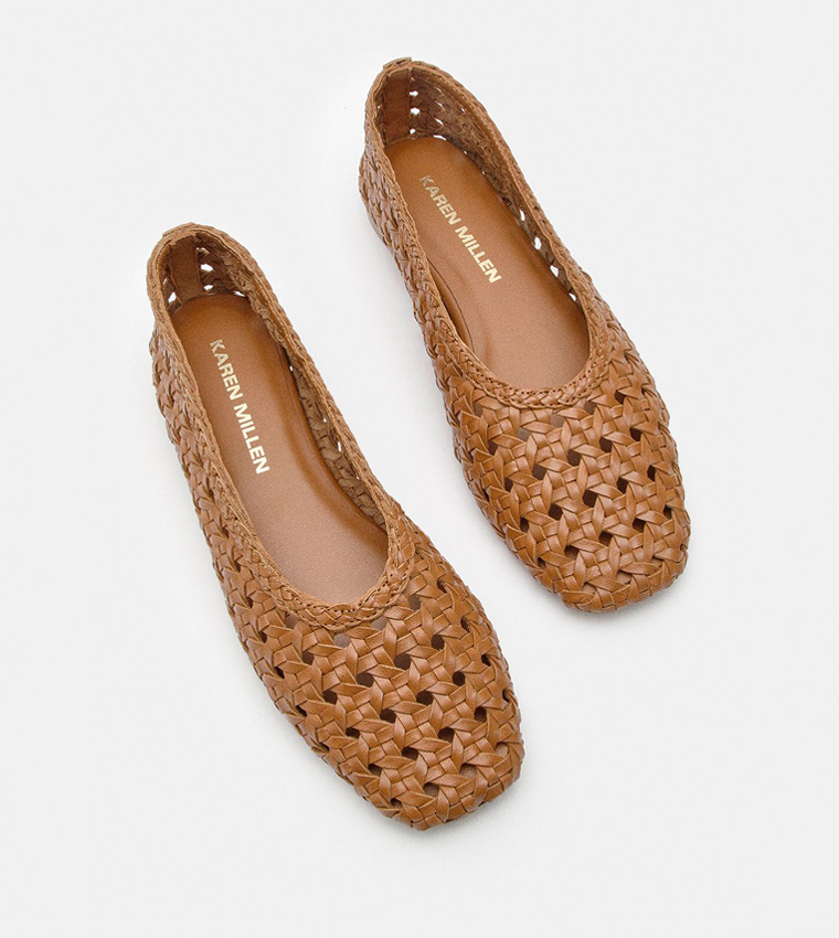 Leather Woven Ballet Flats