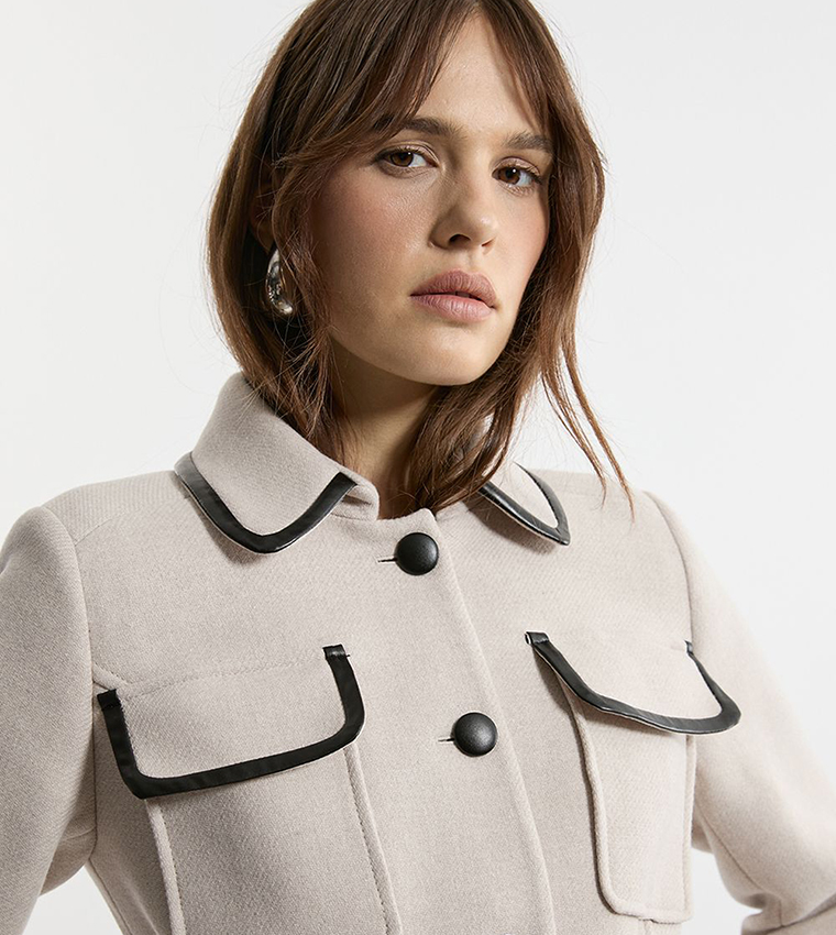 Premium Italian Manteco Wool Belted Tipped Coat
