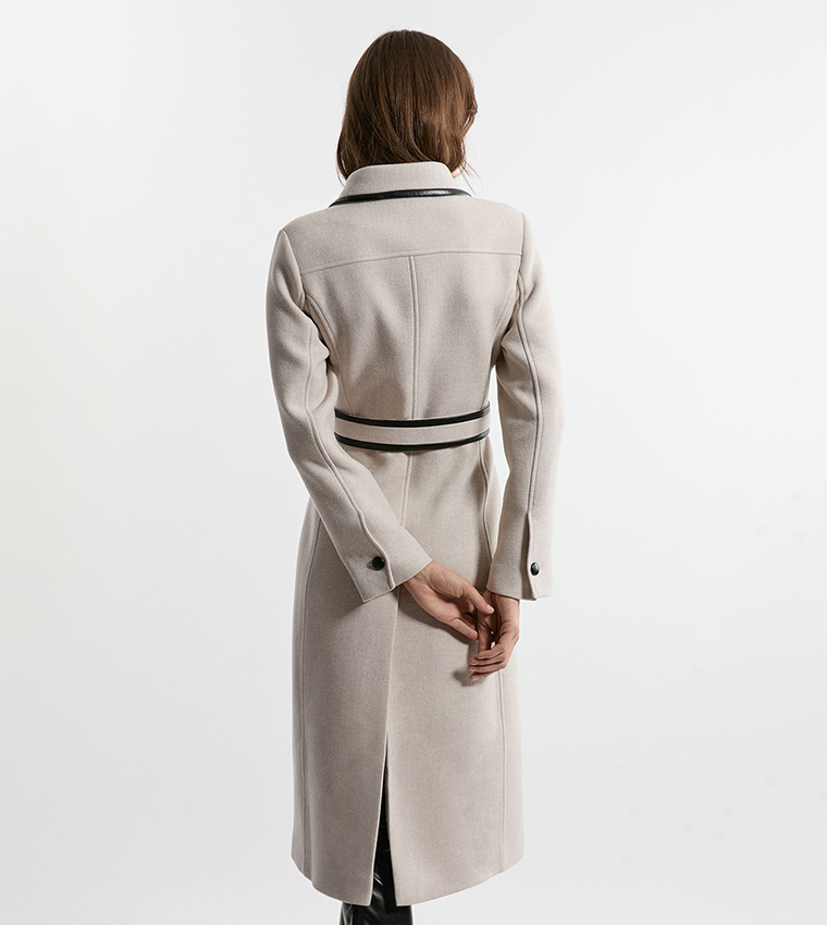 Premium Italian Manteco Wool Belted Tipped Coat