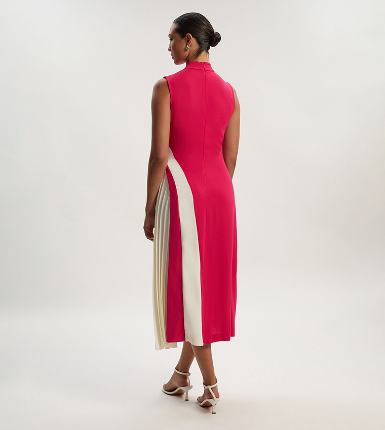 karen millen red pleated dress Red Pleated Tailored Midi Blazer Dress