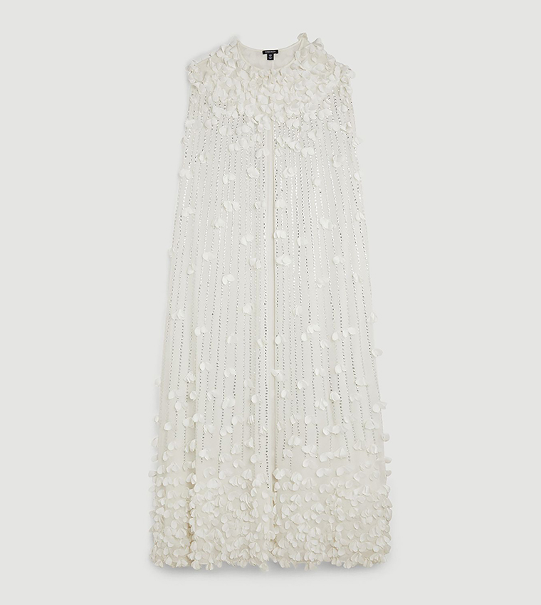 Petite Crystal Applique Woven Maxi Cape