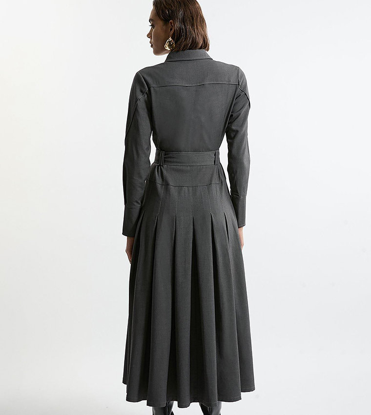slim fit dress slacks Karen Millen Dress Large Mushroom Grey Womenswear