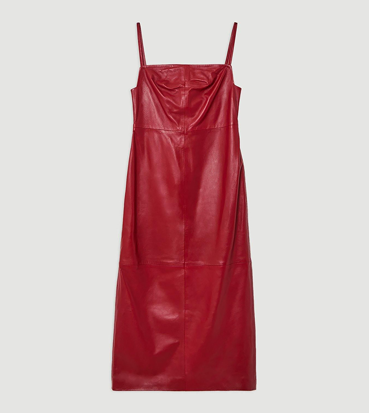 Buy Karen Millen Leather Clean Minimal Strappy Pencil Dress In Red |  6thStreet Qatar