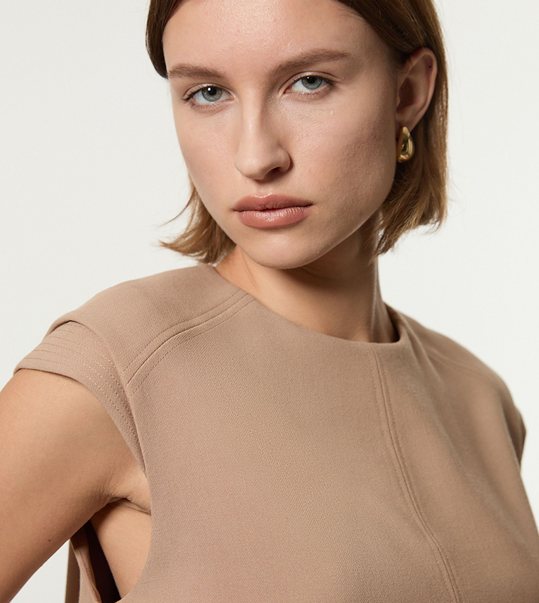 Stretch Essential Tailored Multi Stitch Detail Top