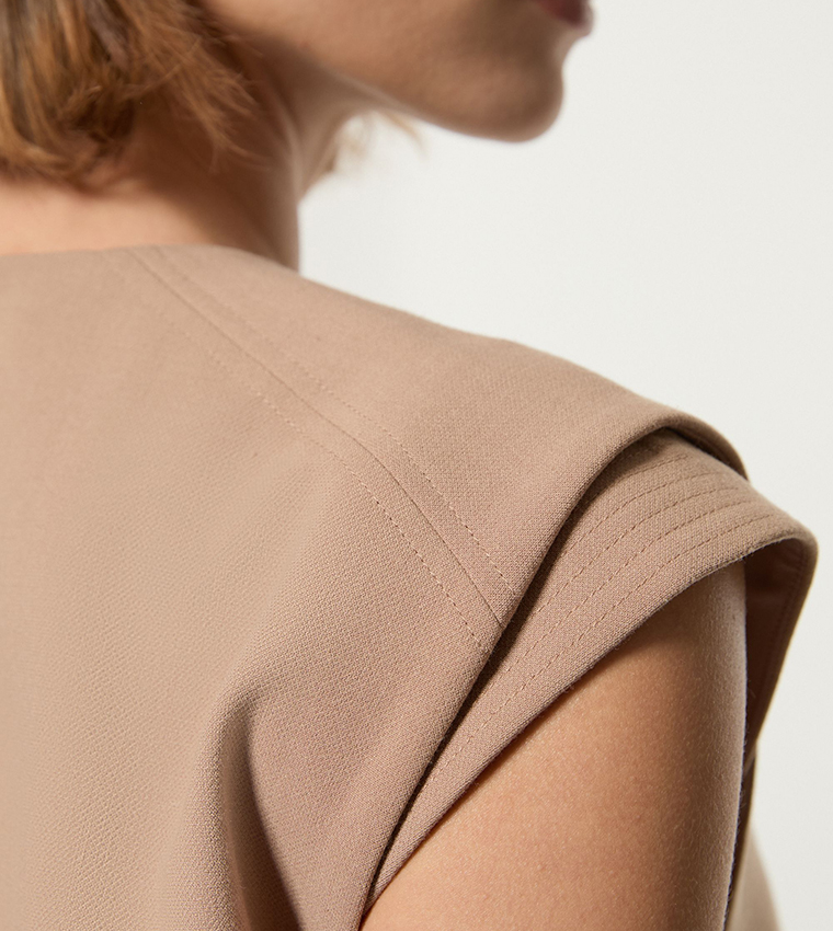 Stretch Essential Tailored Multi Stitch Detail Top