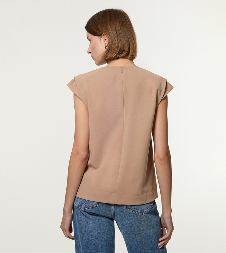Stretch Essential Tailored Multi Stitch Detail Top