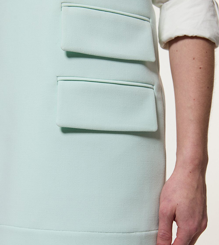 Buy Karen Millen Compact Stretch Essential Pocket Mini Dress In Mint | 6thstreet Oman Buy Karen Millen Compact Stretch Essential Pocket Mini Dress In Mint | 6thstreet Oman