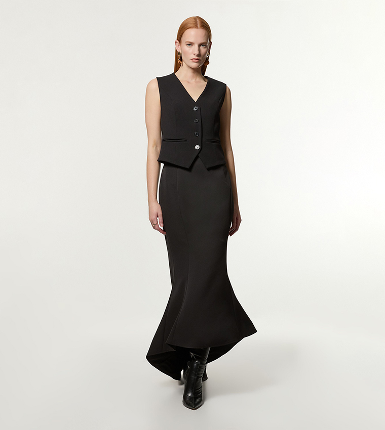 Tailored Fishtail Maxi Skirt