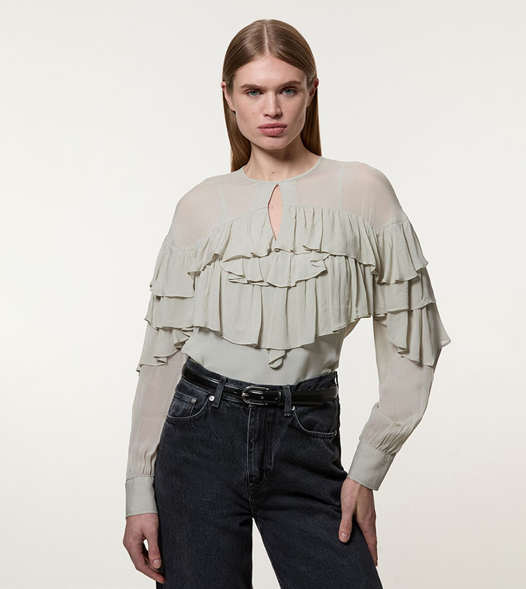 Ruffle Detail Woven Top