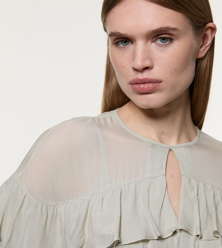 Ruffle Detail Woven Top