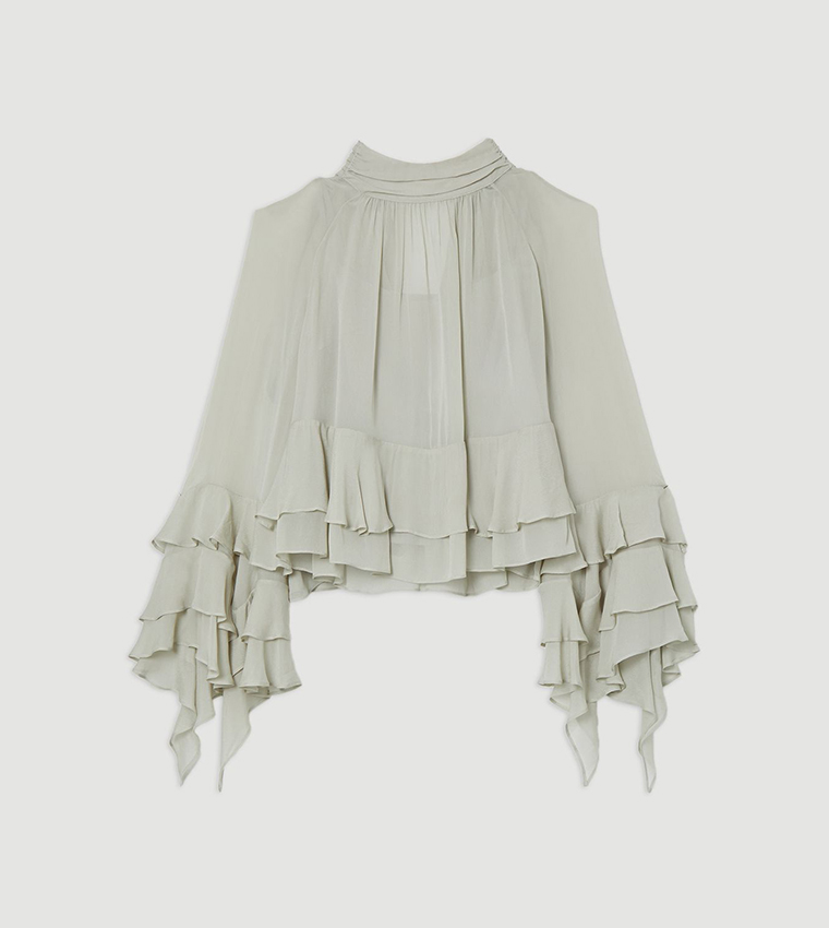 Ruffle Detail Woven Top