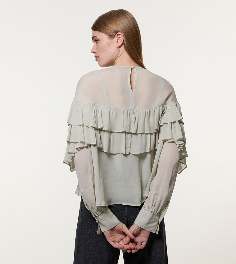 Ruffle Detail Woven Top