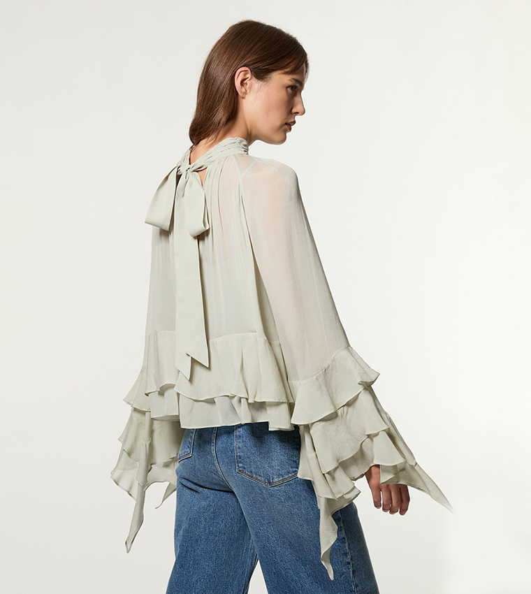 Ruffle Detail Woven Top