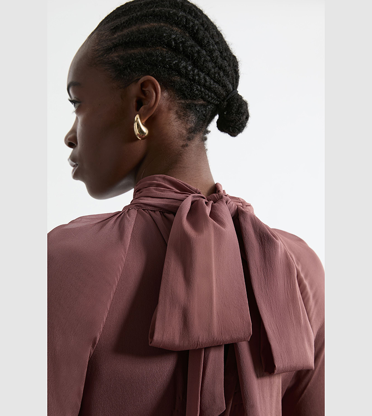 فستان ماكسي منسوج فيسكوز جورجيت بكشكشة للمقاسات الطويلة  