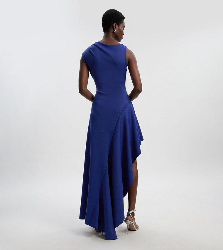 Buy Karen Millen Petite Scuba Drama Ruffle Hem Maxi Party Dress In Navy ...