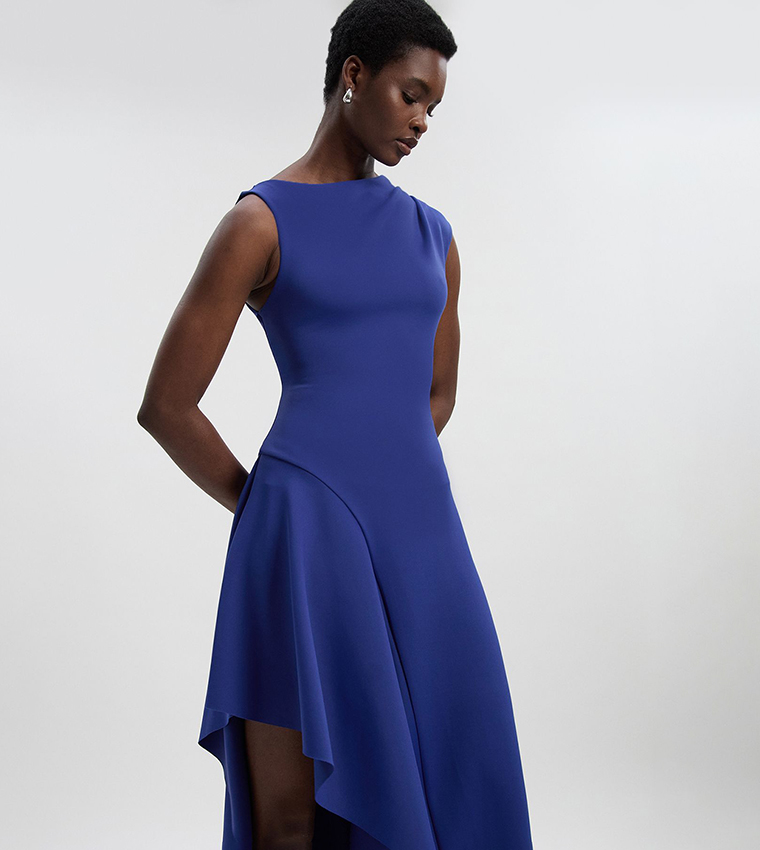 Scuba Drama Ruffle Hem Maxi Dress