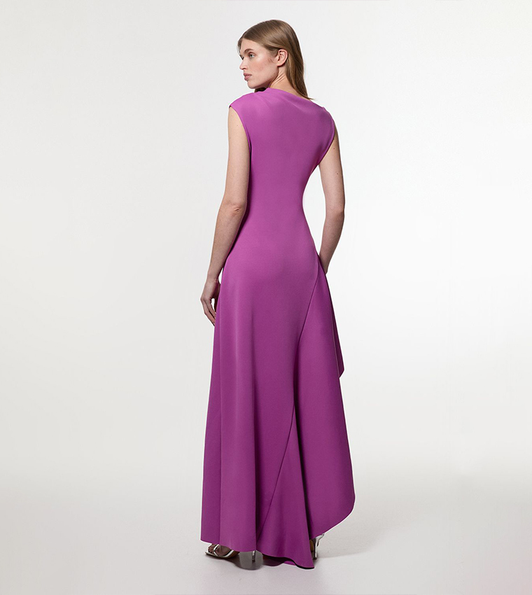 Scuba Ruffle Hem Woven Maxi Dress