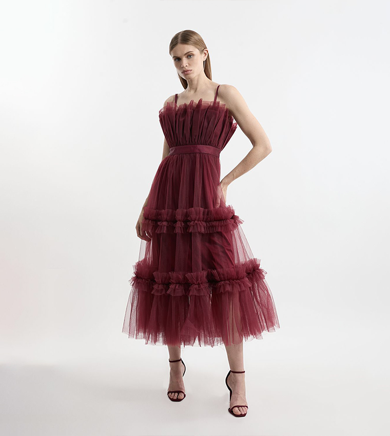 tulle bandeau tiered midi dress lombardandfifth on LTK