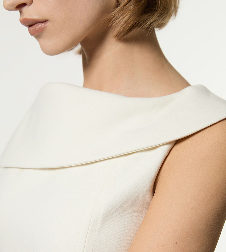 Asymmetric Neck Tailored Flareded Dress