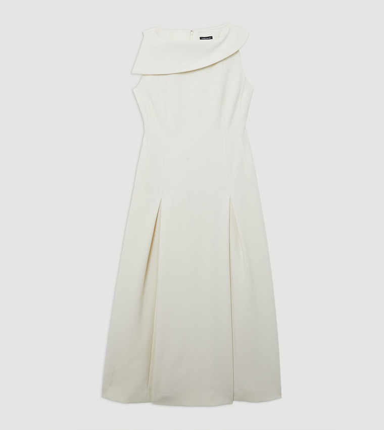 Asymmetric Neck Tailored Flareded Dress