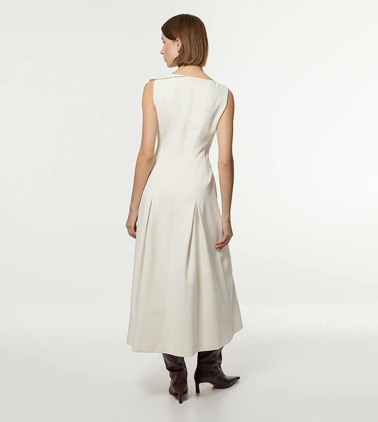 Asymmetric Neck Tailored Flareded Dress