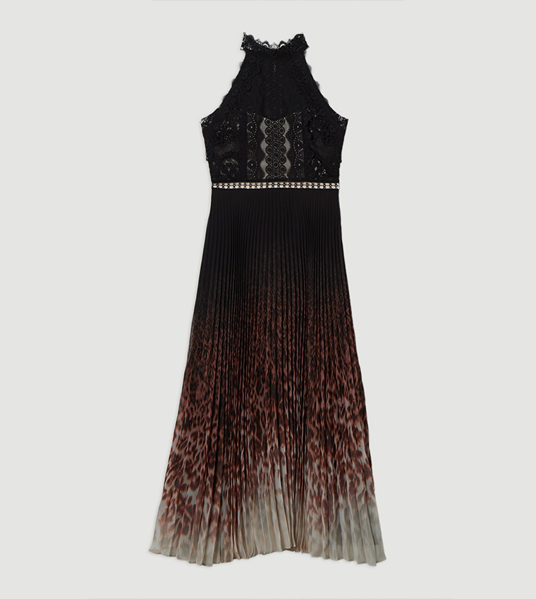 Buy Karen Millen Petite Guipure Lace Leopard Ombre Woven Midi