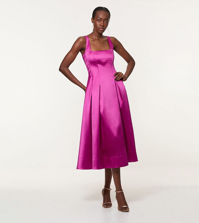 Twill Prom Woven Midi Dress