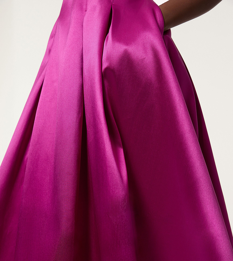 Twill Prom Woven Midi Dress