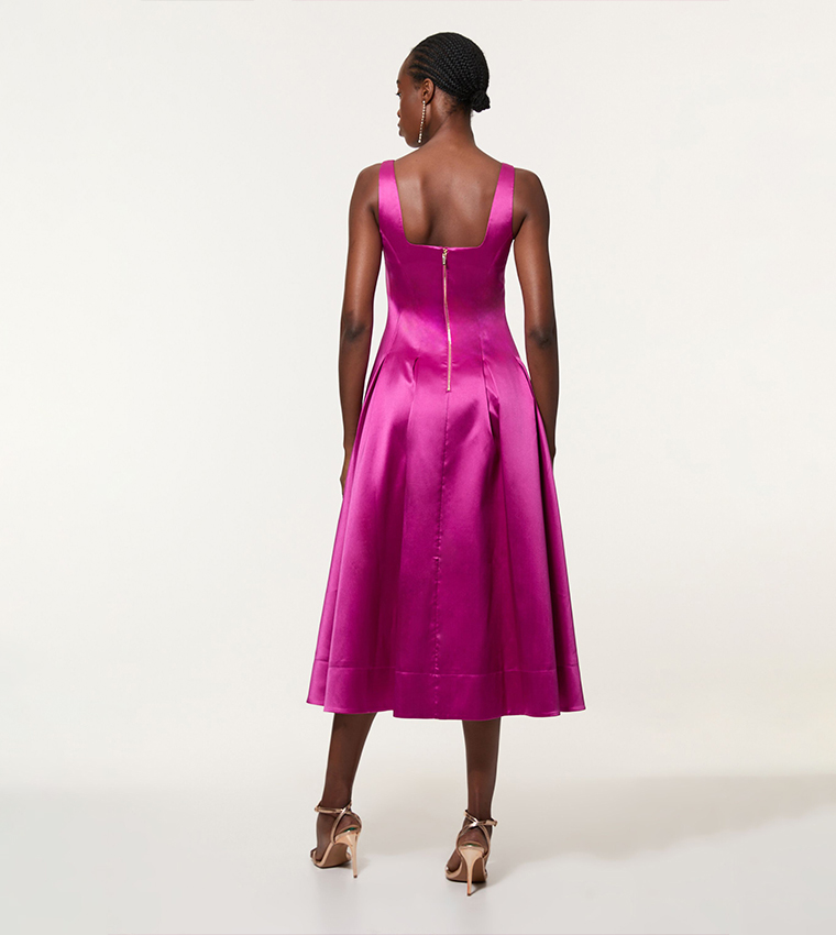 Twill Prom Woven Midi Dress