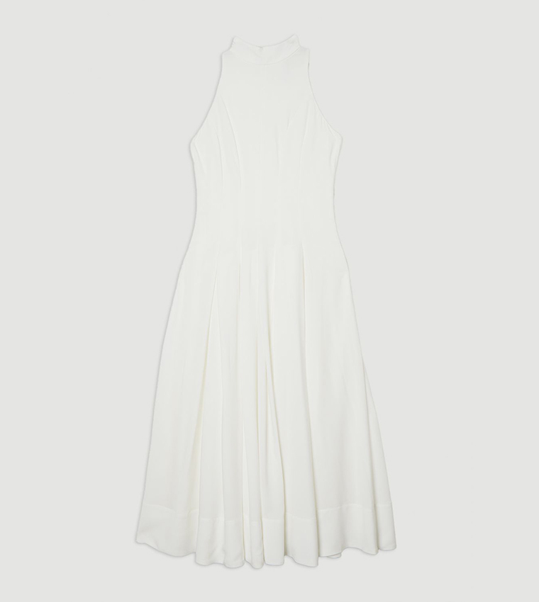 Halter Neck Pleated Woven Maxi Dress