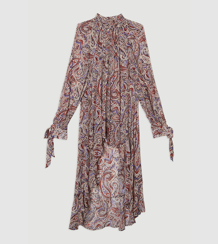 Viscose Crinkle Paisley Frill Detail Tunic