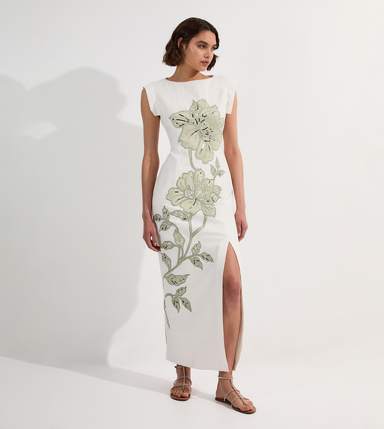 Premium Appliqued Tailored Maxi Dress
