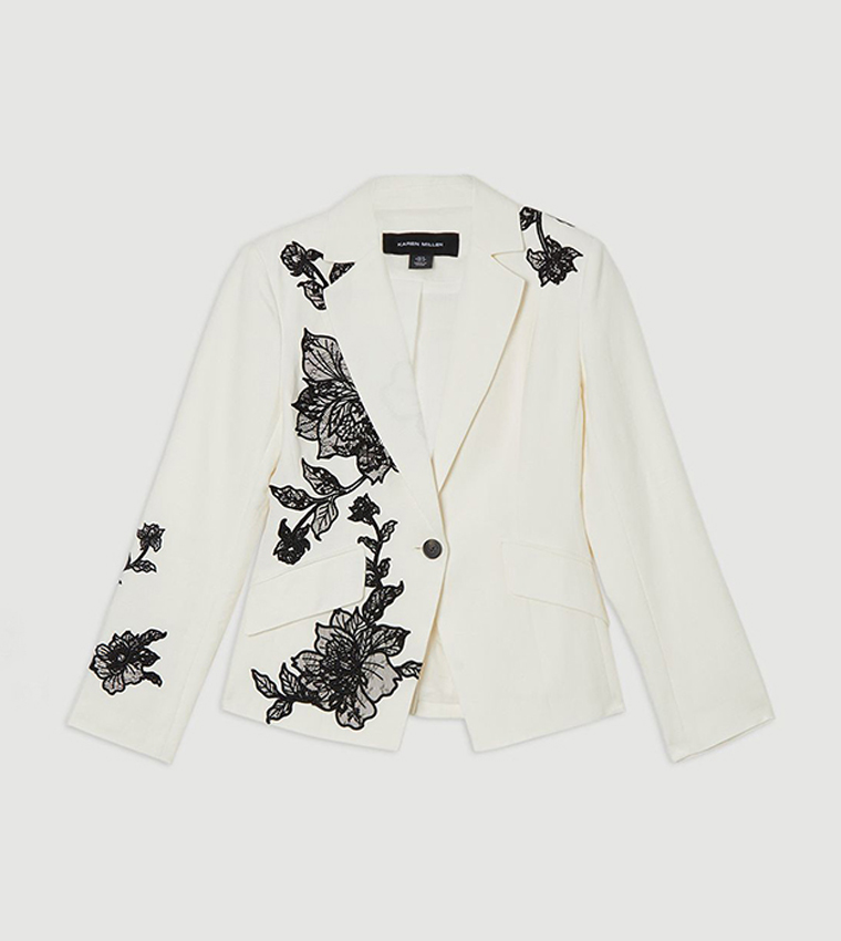 Viscose Floral Lace Embroidered Blazer