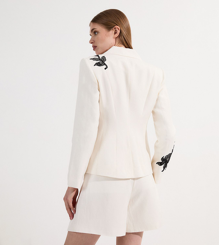 Viscose Floral Lace Embroidered Blazer