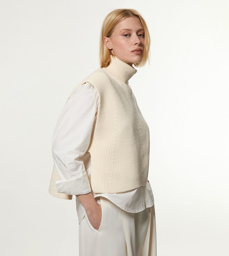 Ribbed Tabbard Knitted Sweater Vest