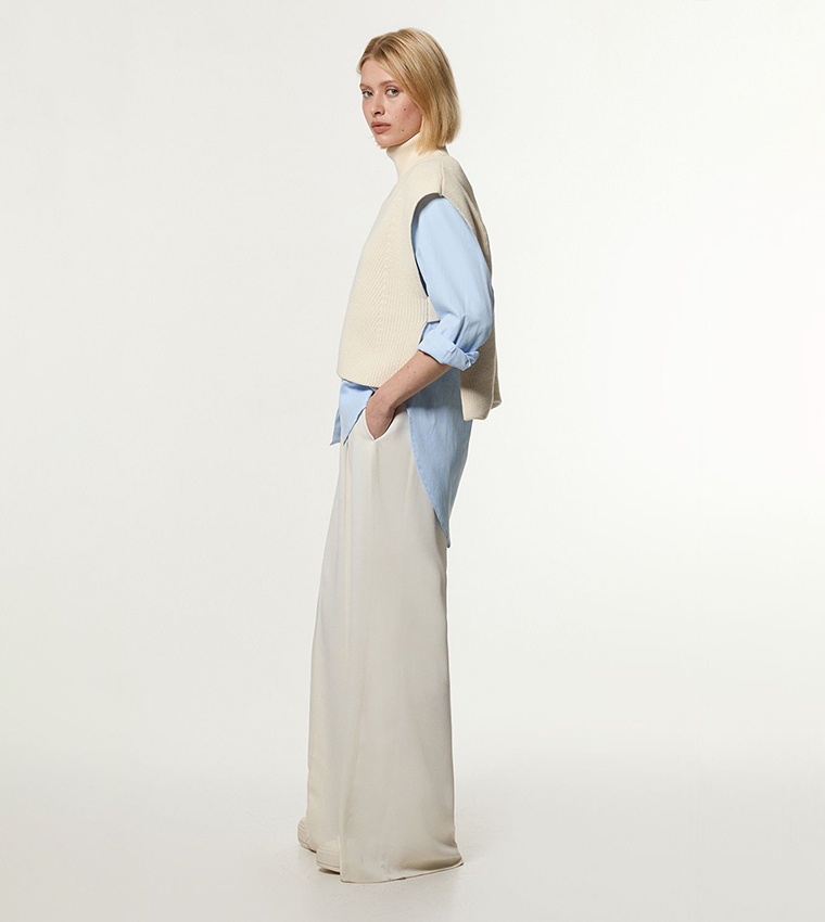 Ribbed Tabbard Knitted Sweater Vest